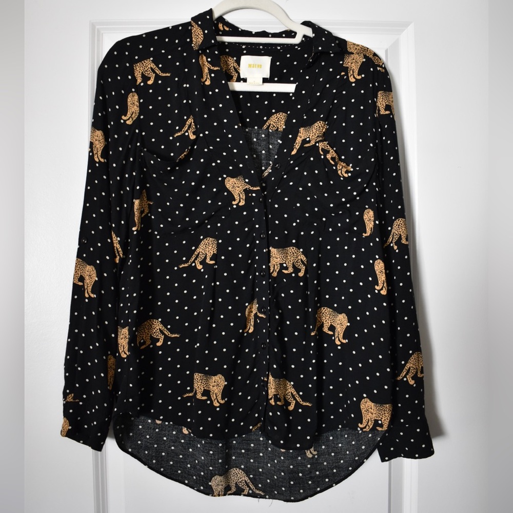 Maeve Casia Leopard Cheetah Dot Print Blouse from Anthropologie 🐆